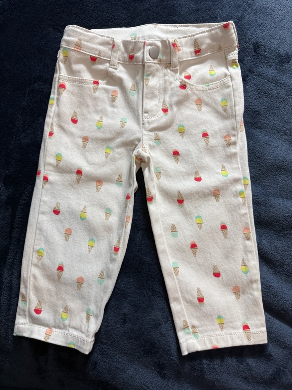 Gymboree White Capri Jeans with Multicolor Ice Cream Print Size 5